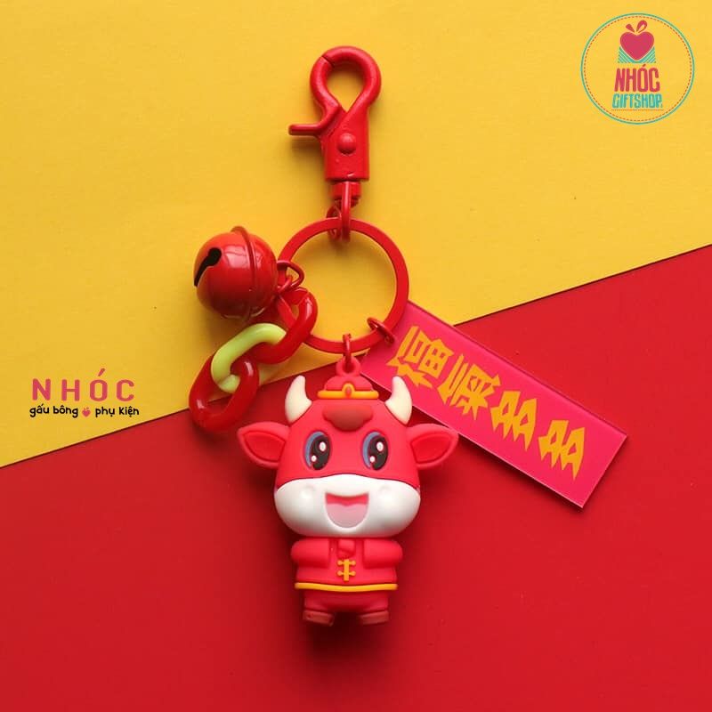 Móc khóa poly dẻo trâu may mắn - 5001 - Đỏ
