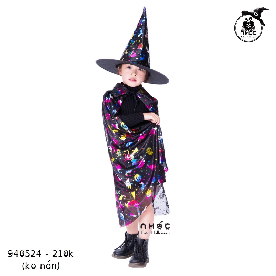 Áo choàng Halloween 2 lớp lưới ma bí ánh nhiều màu - Đen - 120210