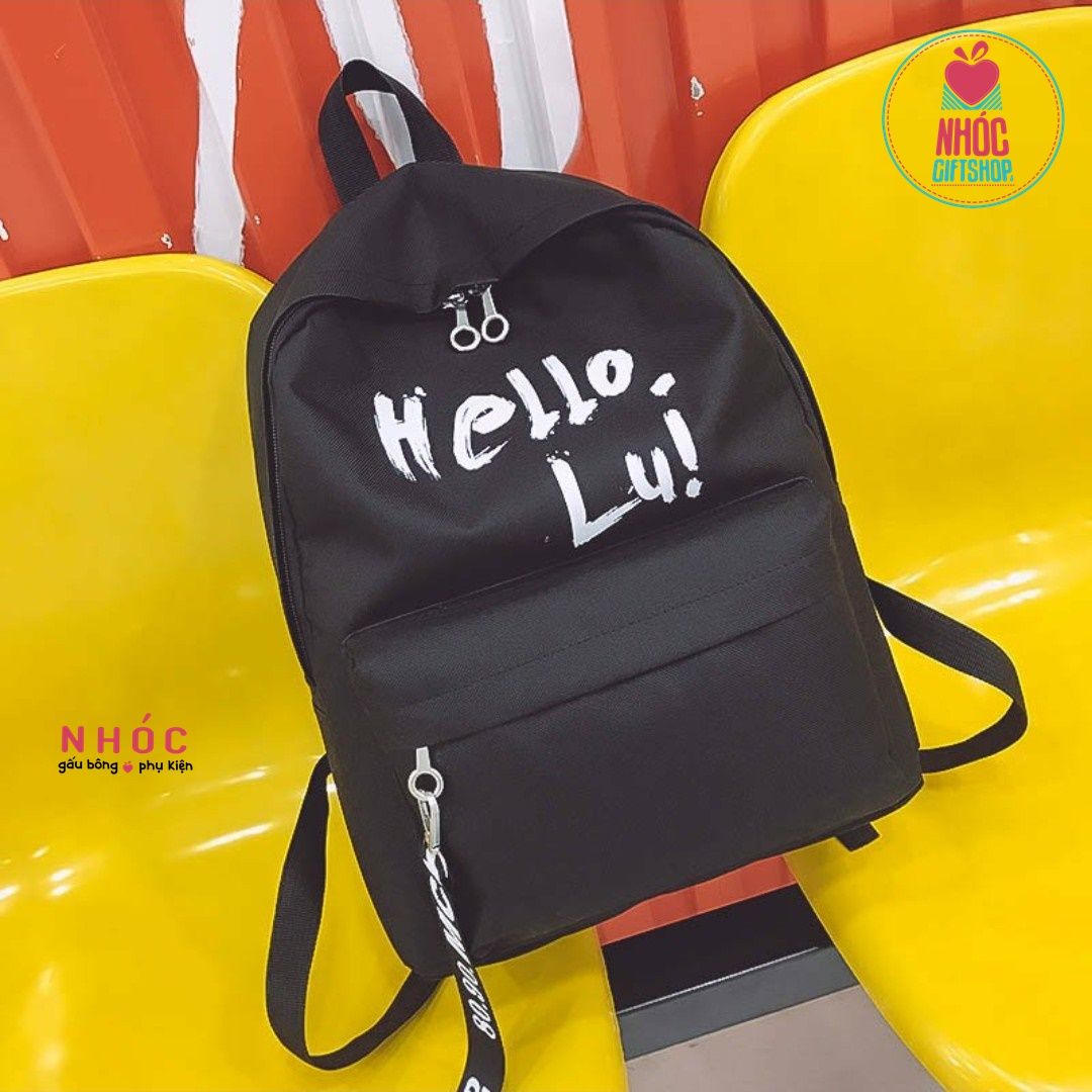 Balo vải in chữ Hello - 22001 - Đen