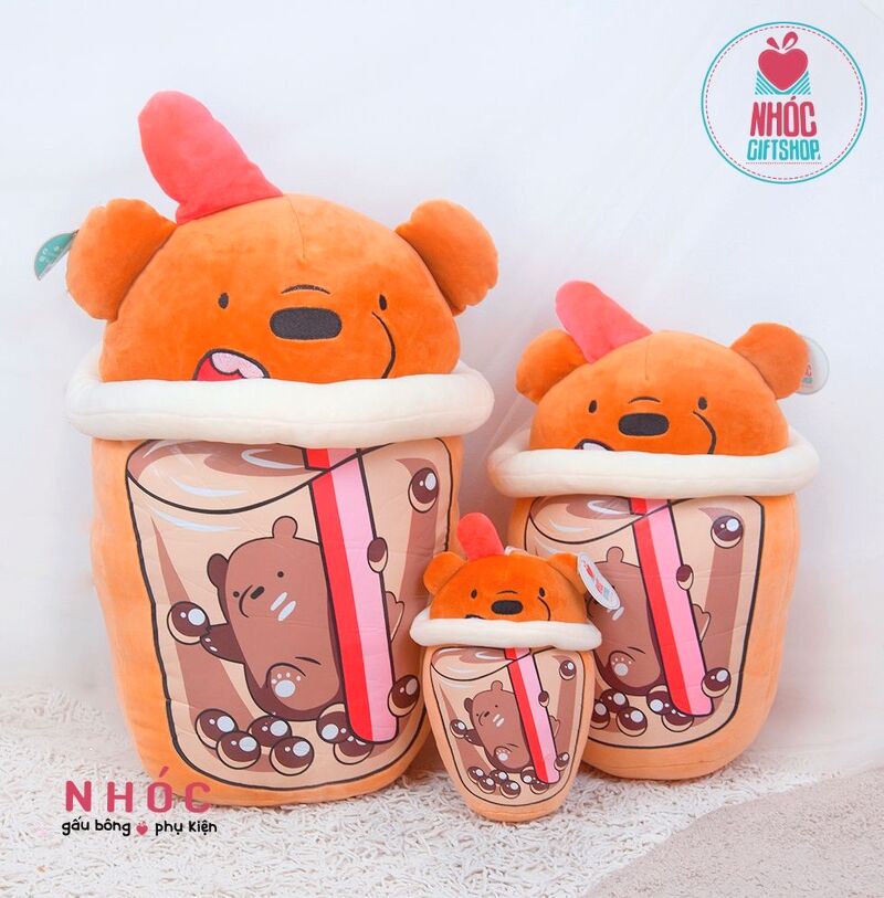 Trà sữa gấu We bare bears lông mịn - Nâu - 2595