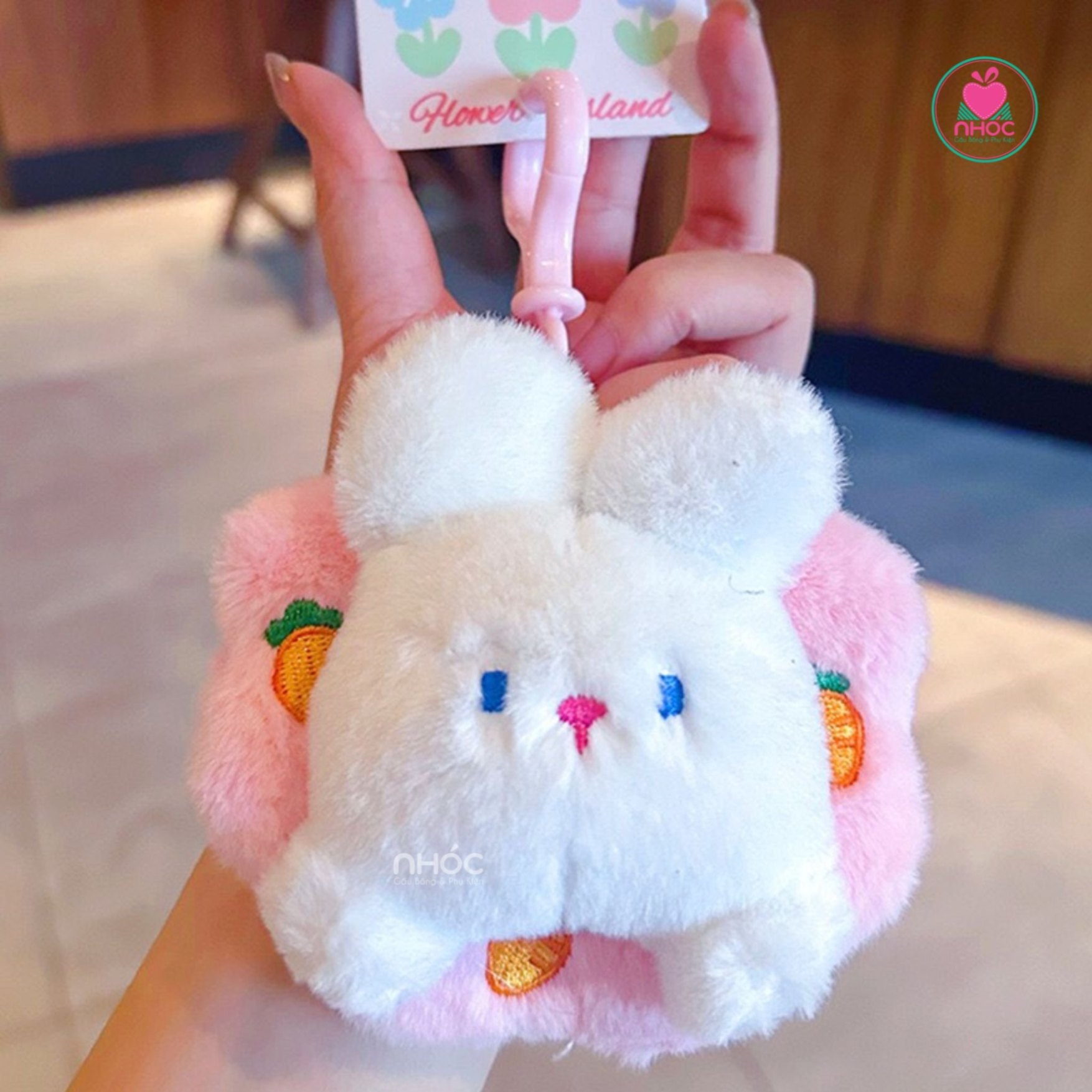 Móc khoá bông bánh thú - Thỏ - 8501