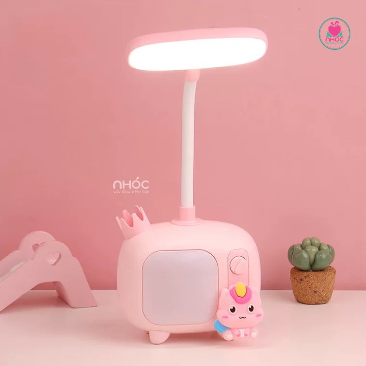 Đèn ngủ để bàn đế đính thú - Hồng - 13501