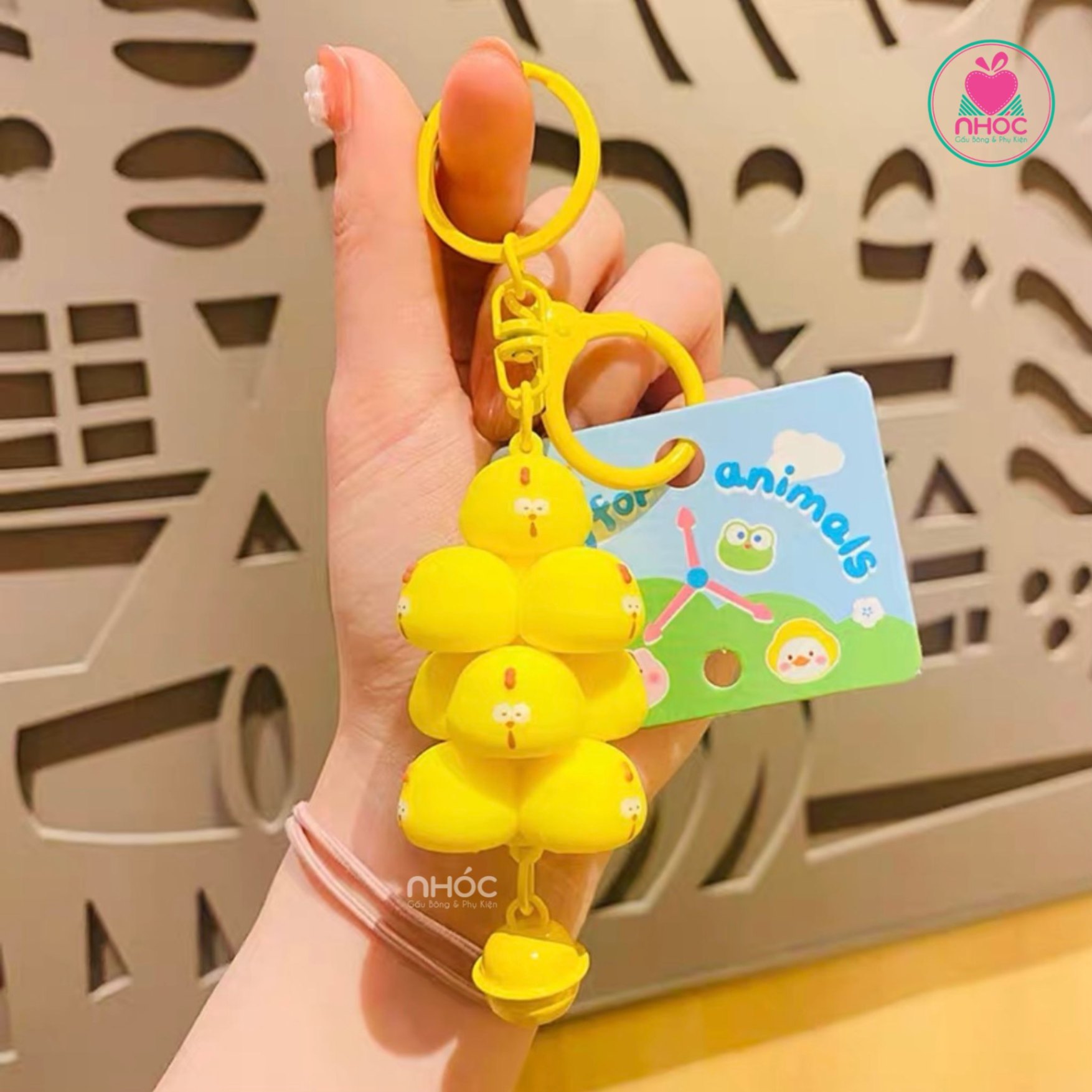 Móc khoá poly chùm thú - Gà - 7501