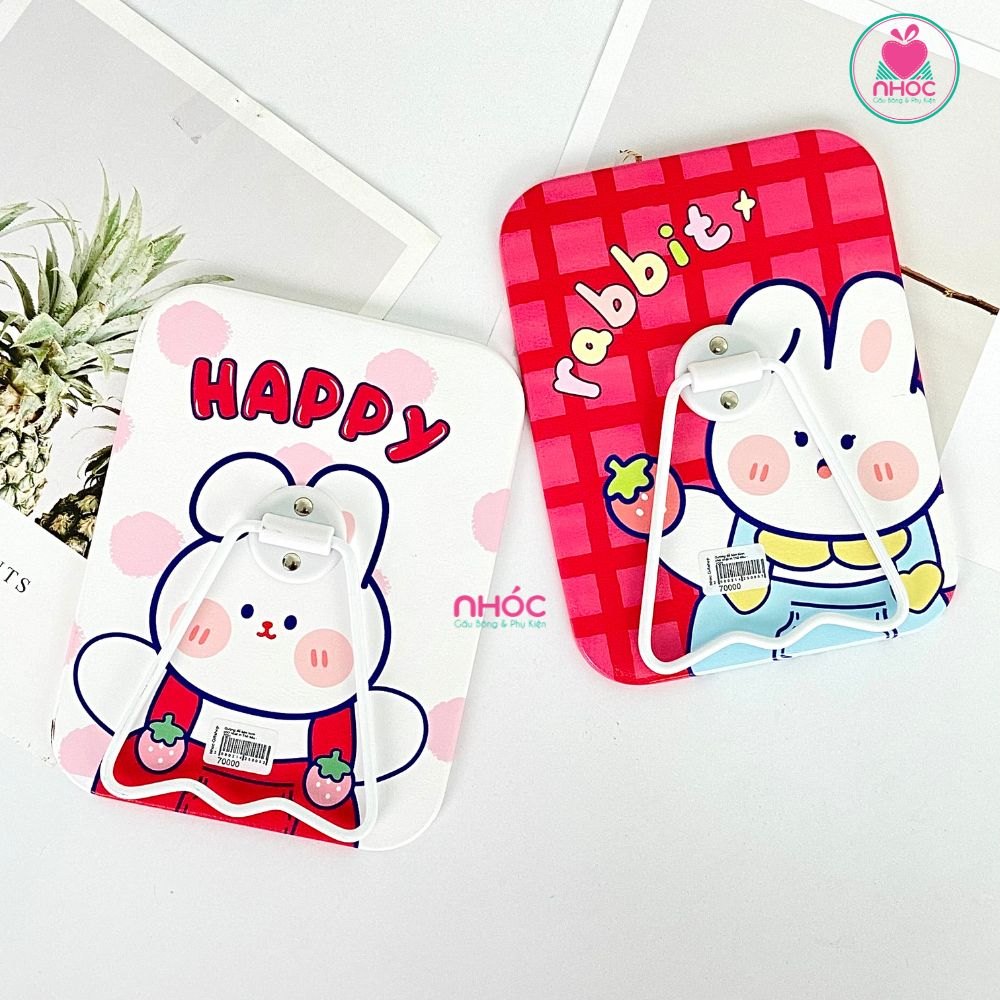 Gương để bàn hình chữ nhật in Thỏ dâu - 7001