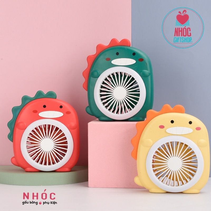 Quạt cầm tay móc khóa khủng long có đèn - 14001 - Đỏ