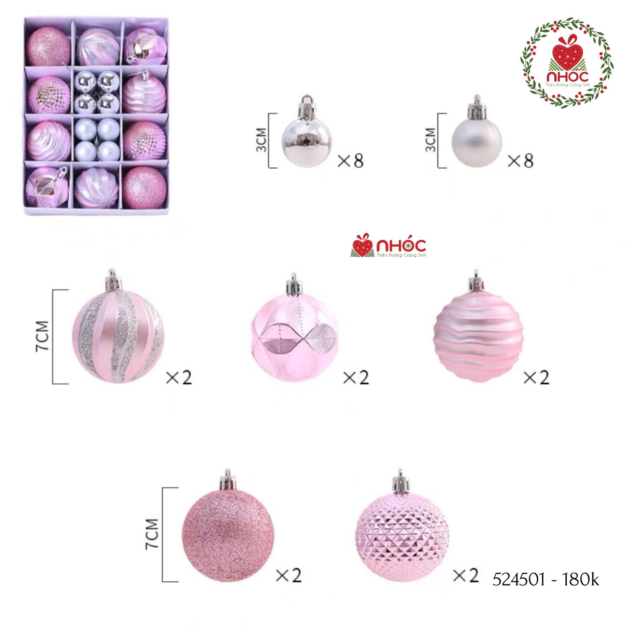 Trái châu kiểu hộp mix 10 lớn 16 nhỏ - Hồng - 60180