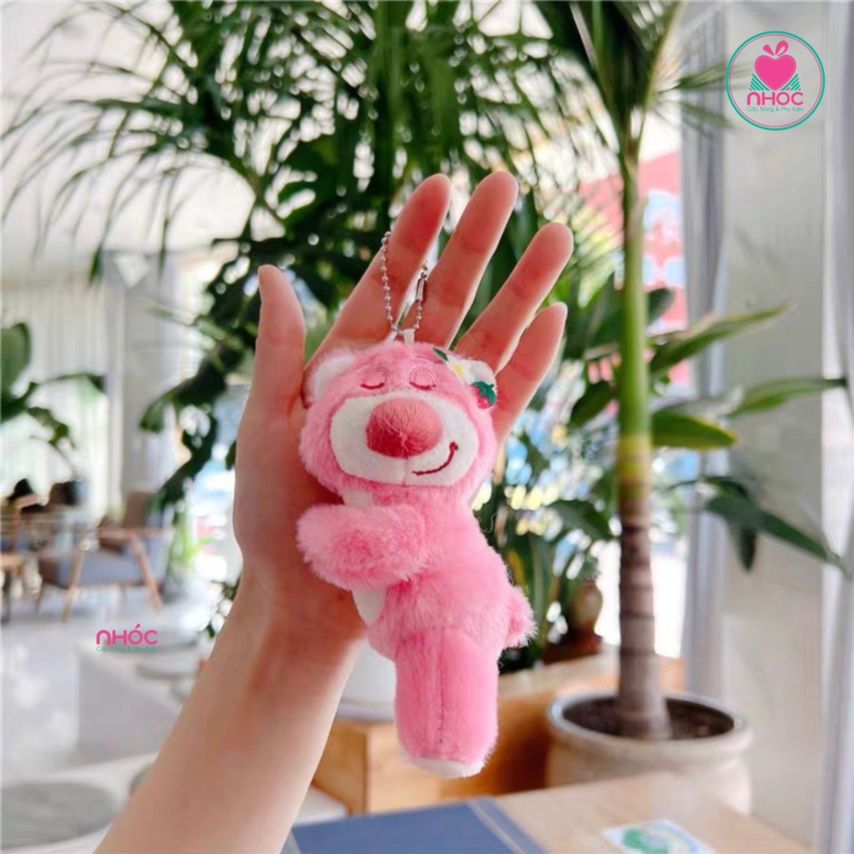 Móc khoá bông Toy Story lông xù nằm - Hồng nhạt - 7501