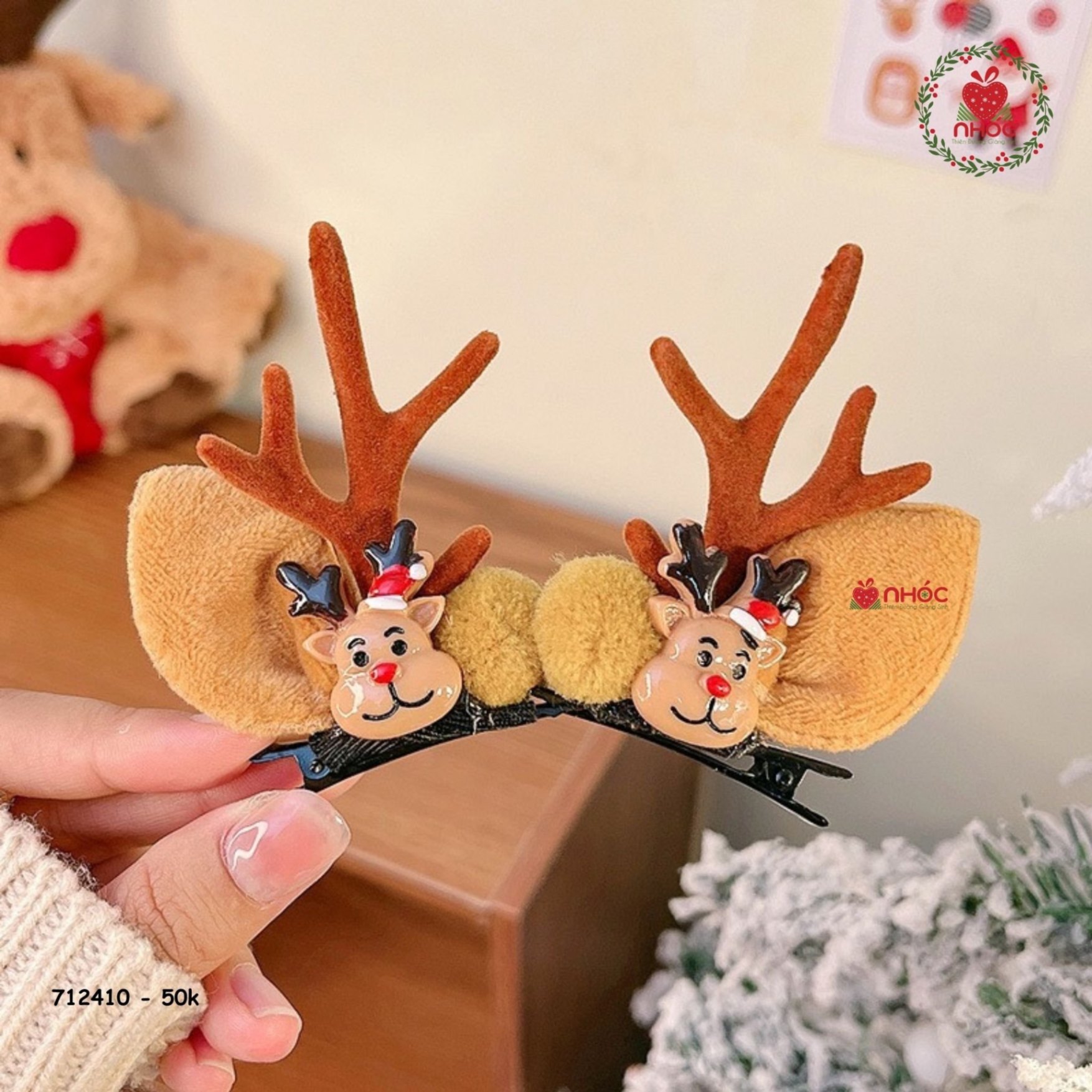 Cài tóc noel sừng tuần lộc đính - Đầu tuần lộc - 5001