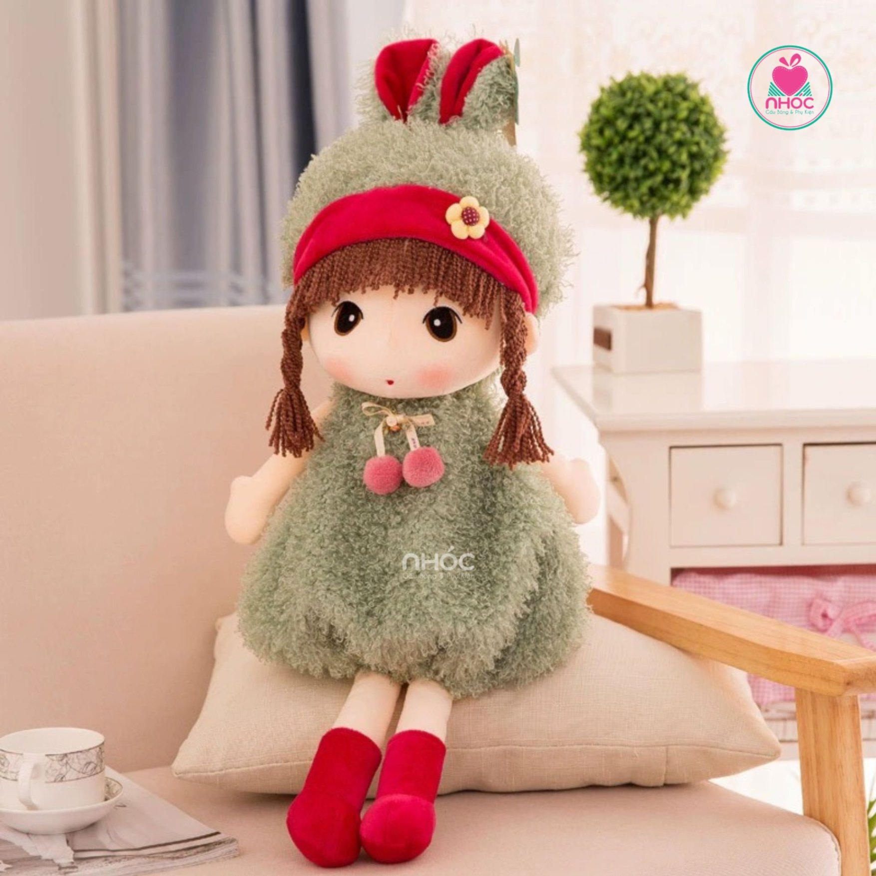 Búp bê bông Lông tưa - Xanh lá cây - 95580