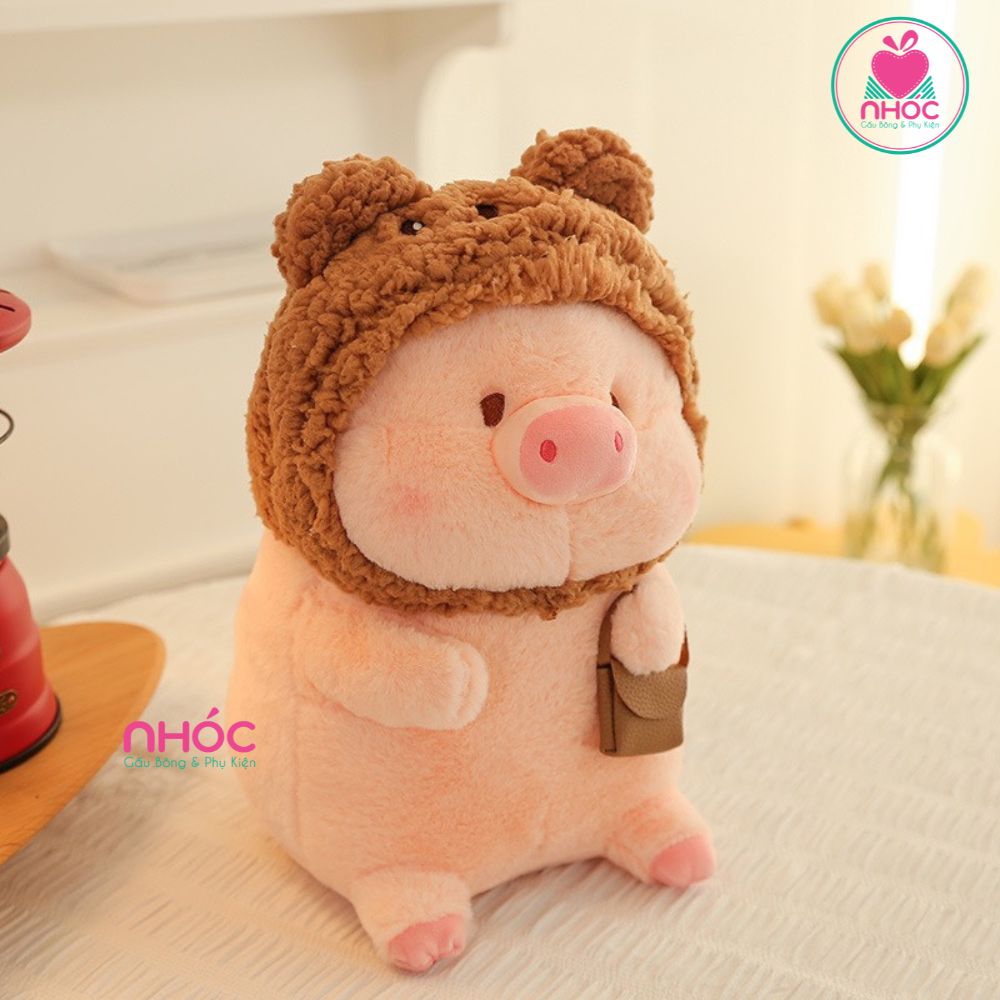 Thú bông Heo đội nón thú cầm túi mini lông mịn - Chuột - 80920