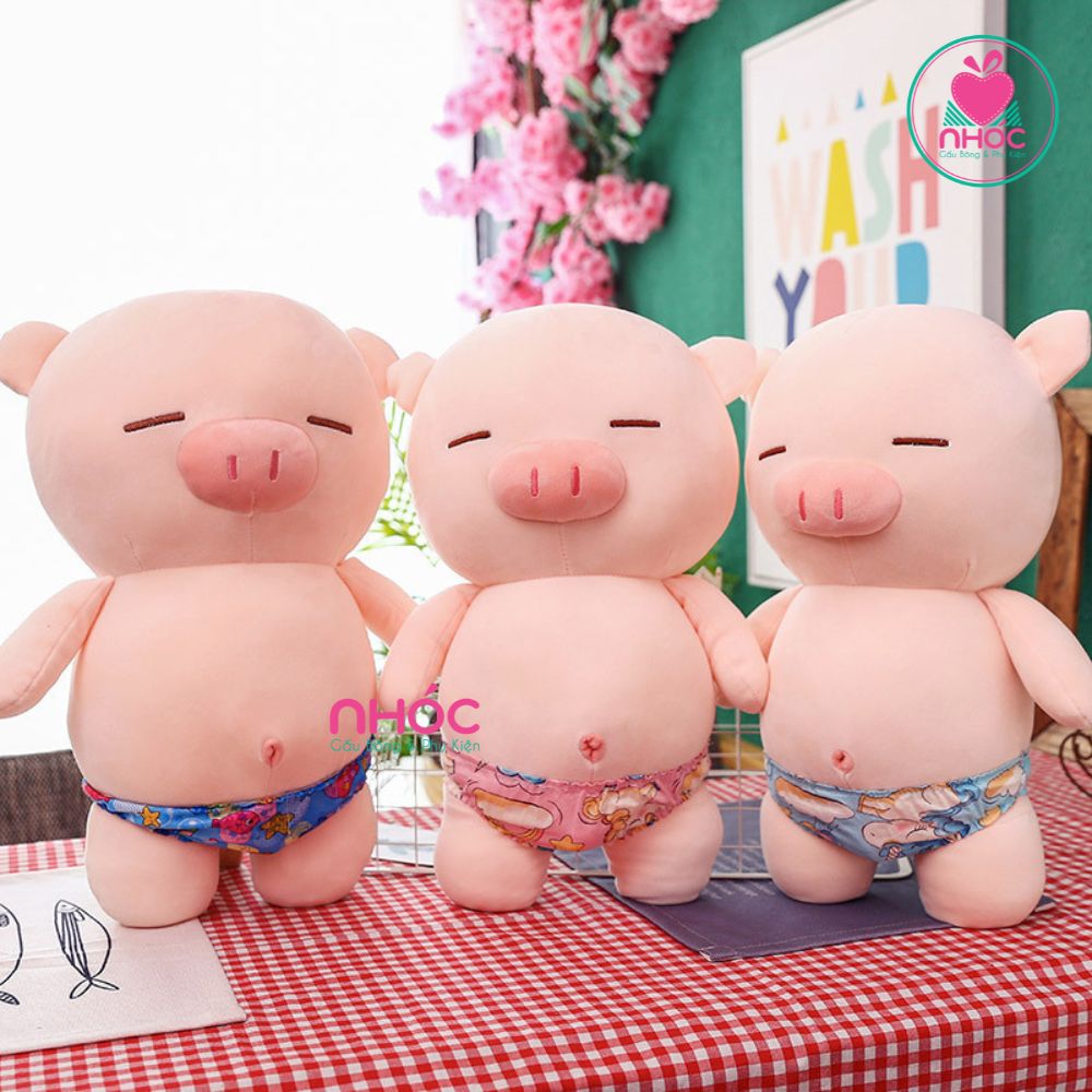 Thú bông nhỏ Heo mặc quần xì hoạ tiết