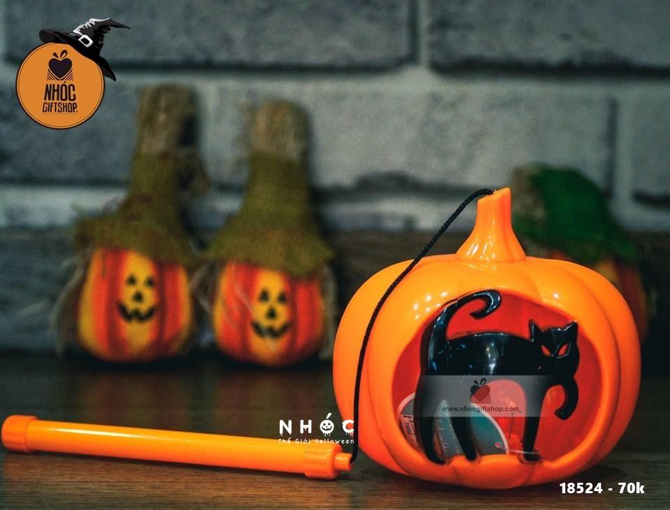 Đèn bí ngô tay cầm mèo đen - 7001