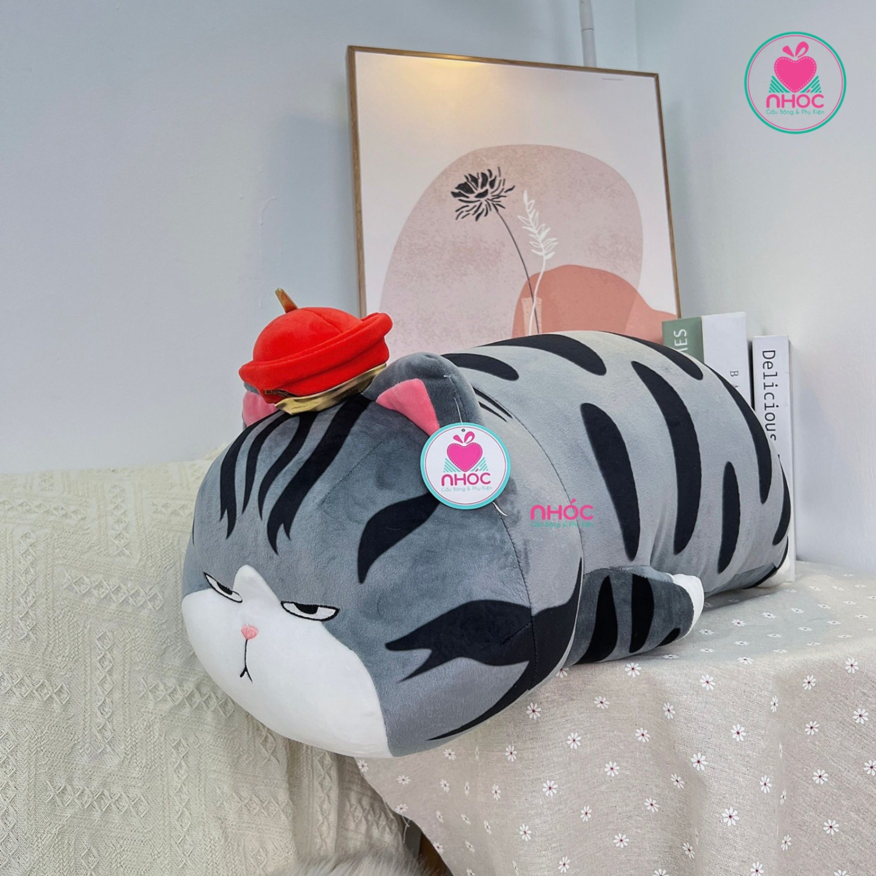 Thú bông Mèo Hoàng thượng lông mịn nằm TC - Xám - 65520