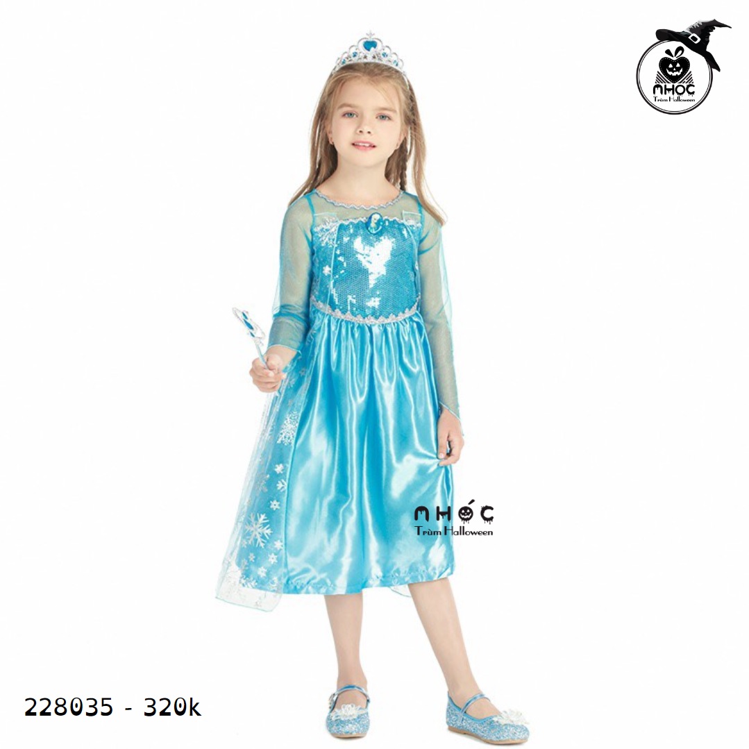 Đầm halloween công chúa Elsa voan bông tuyết - Size XL - 140320