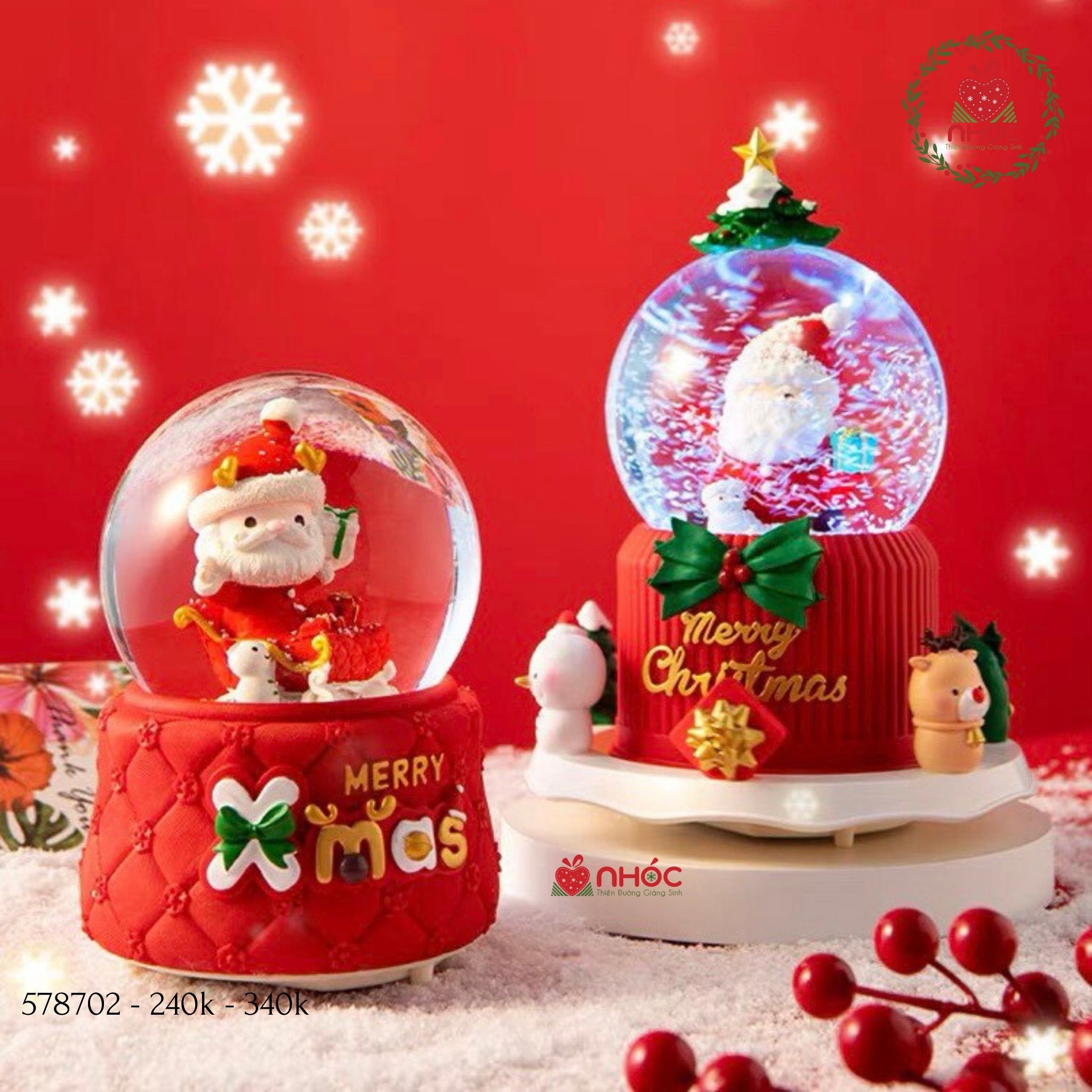 Cầu tuyết Noel đế Xmas ông già nhạc đèn - 34001