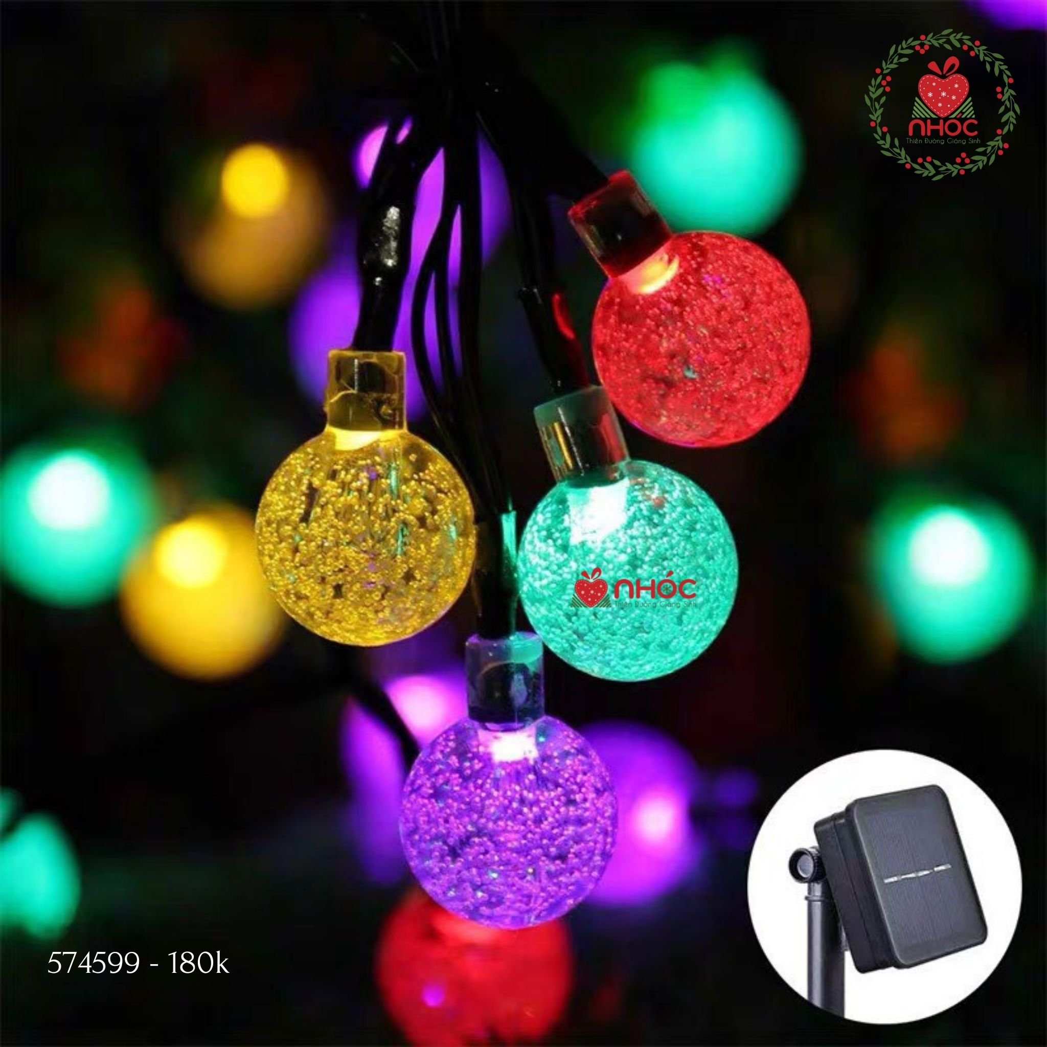 Dây đèn Noel chớp bi có điều khiển - Đen 20 bóng - 18001