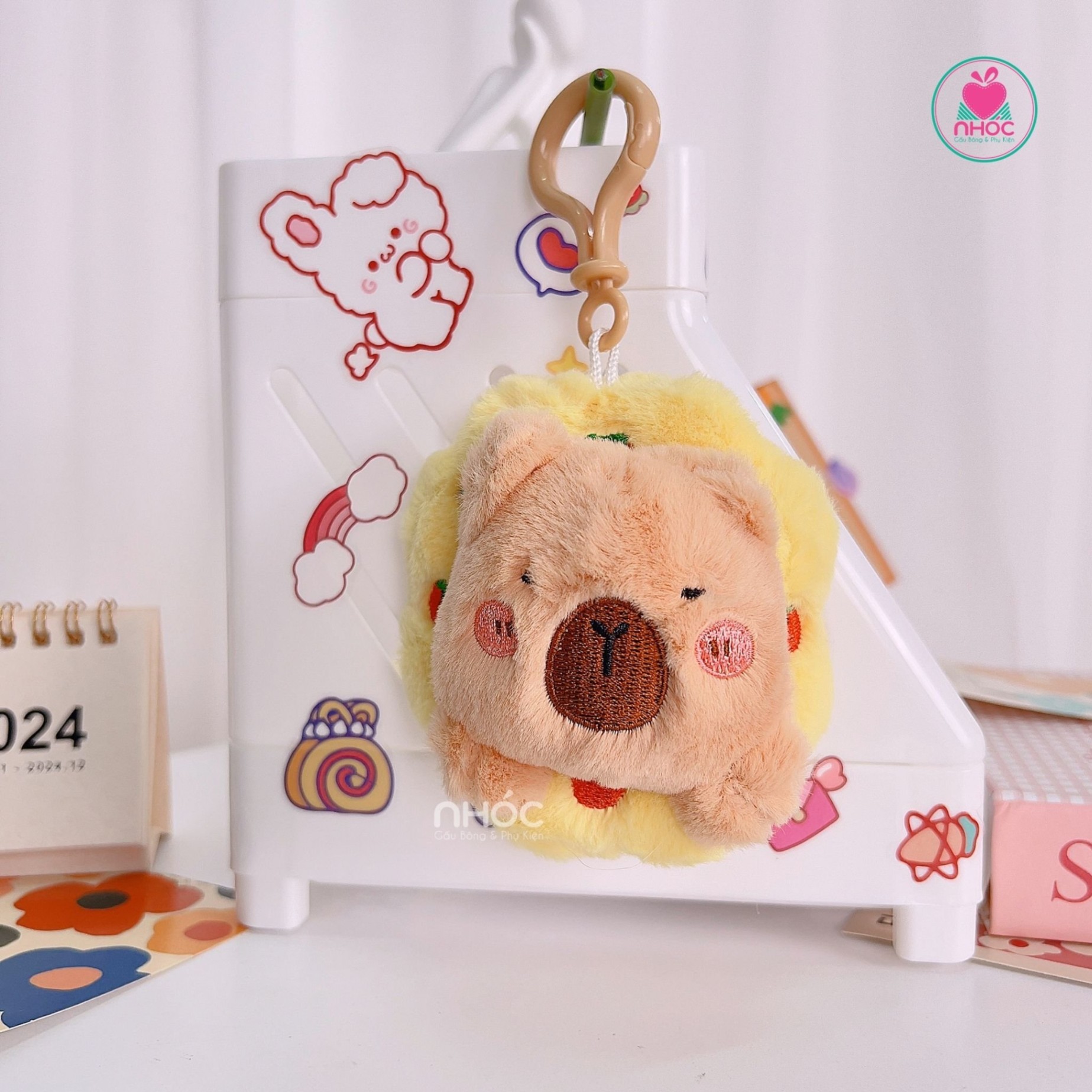 Móc khoá bông bánh thú - Capybara - 8501