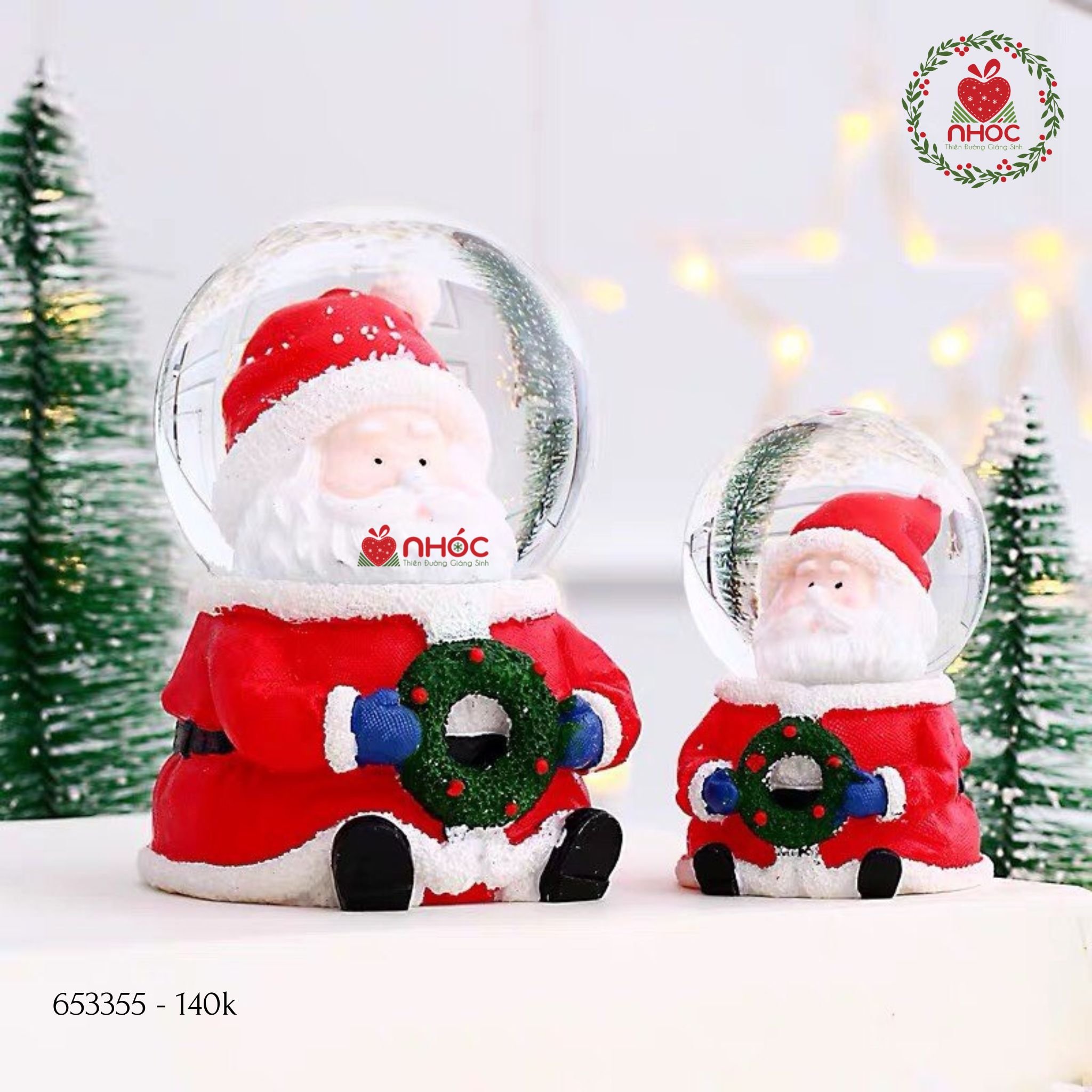 Cầu tuyết Noel nhạc đèn - Ông già cầm nguyệt quế - 12140