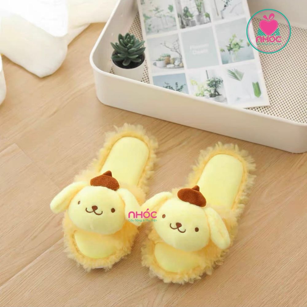 Dép bông quai ngang đính thú - Purin - 21001
