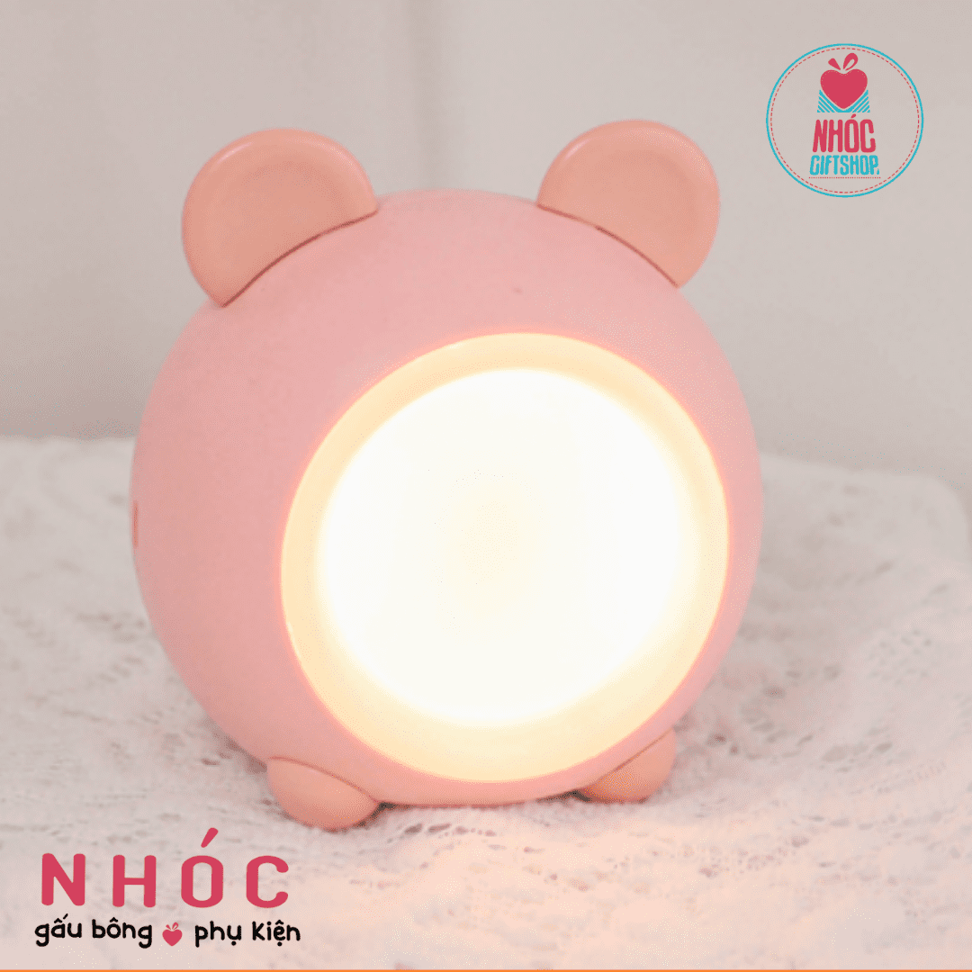 Đèn ngủ tròn tai gấu - Hồng - 14001