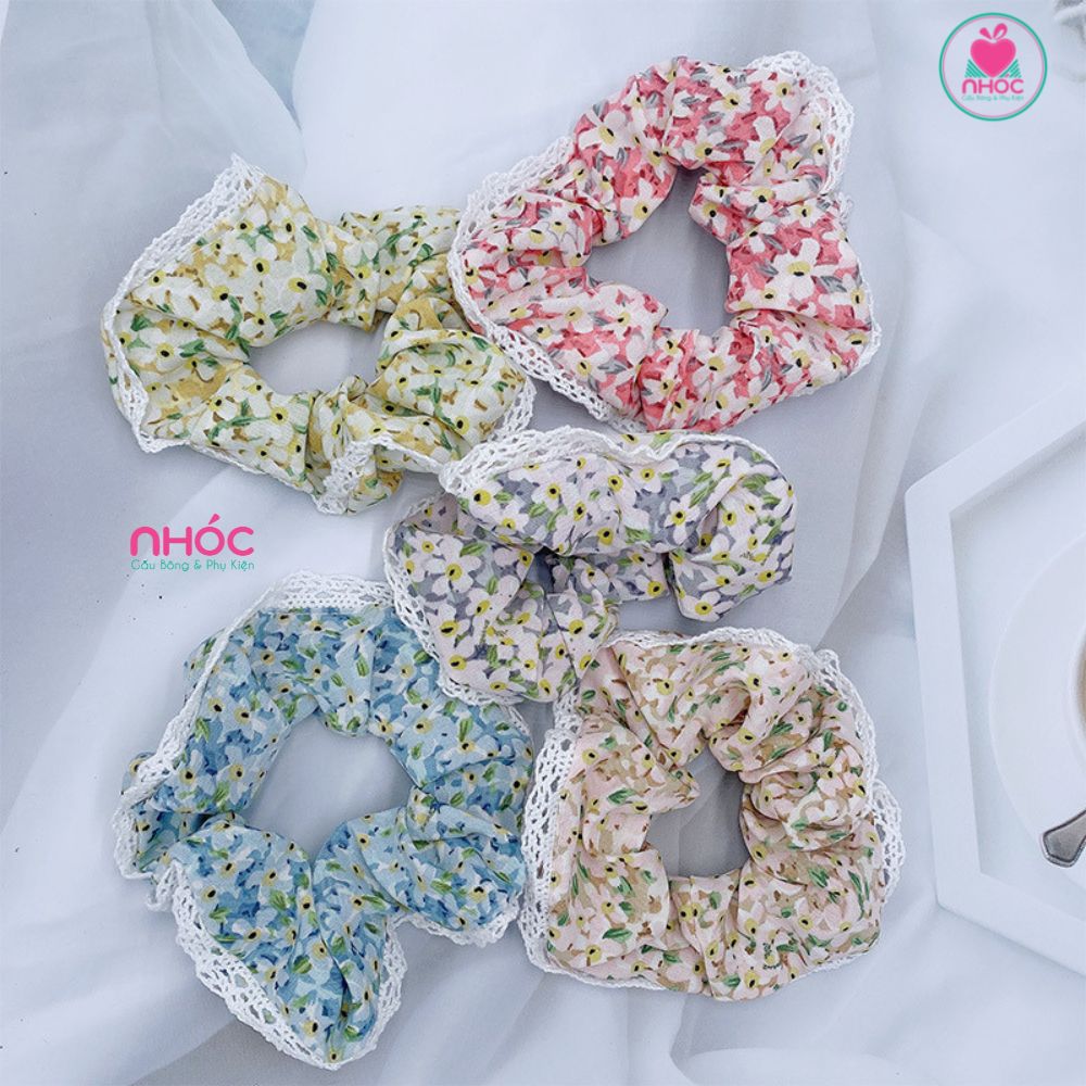 Bộ cột tóc teen vải ren hoa - 4001