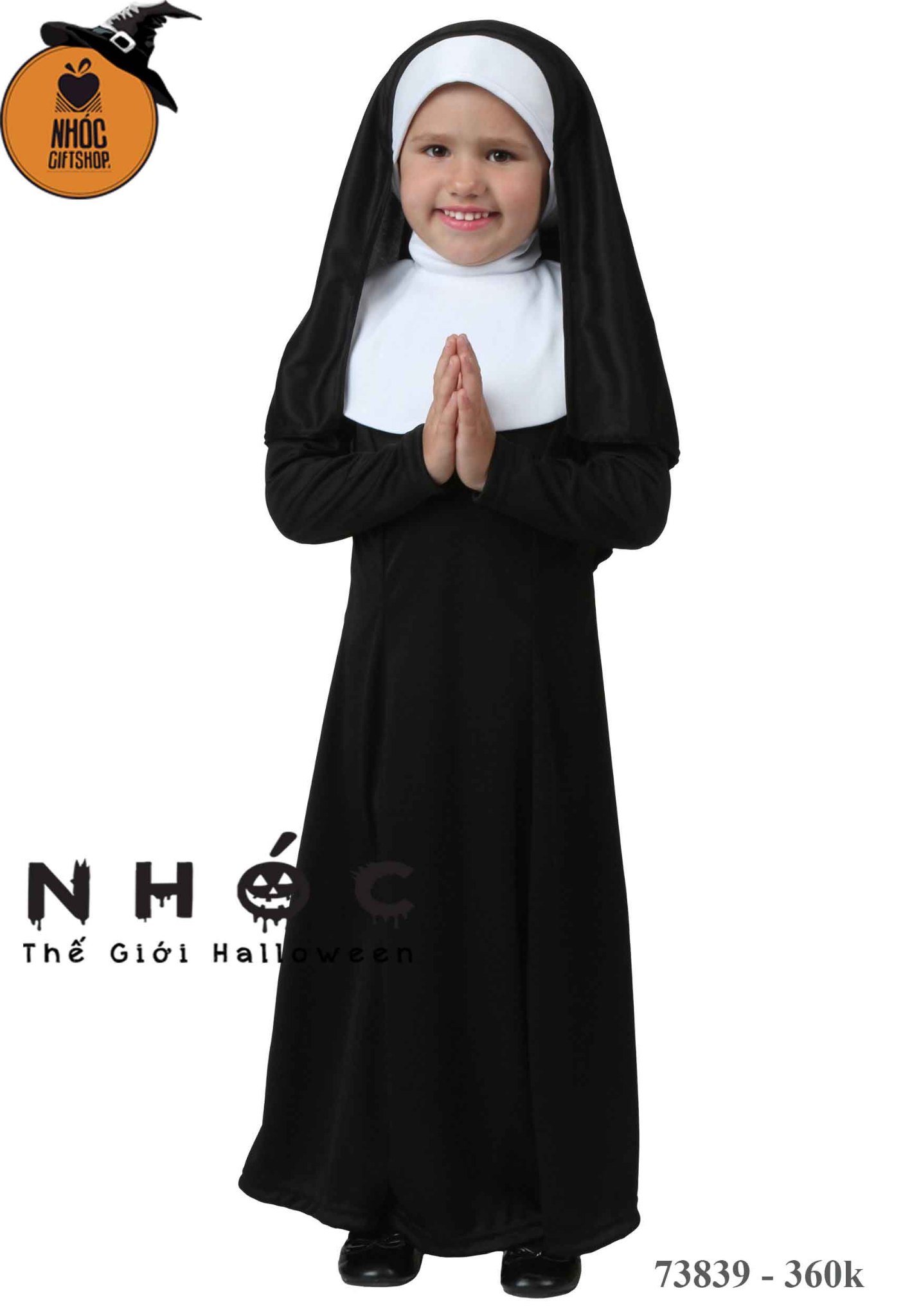 Đầm halloween ma sơ combo trùm đầu - Đen - Size XS - 95360