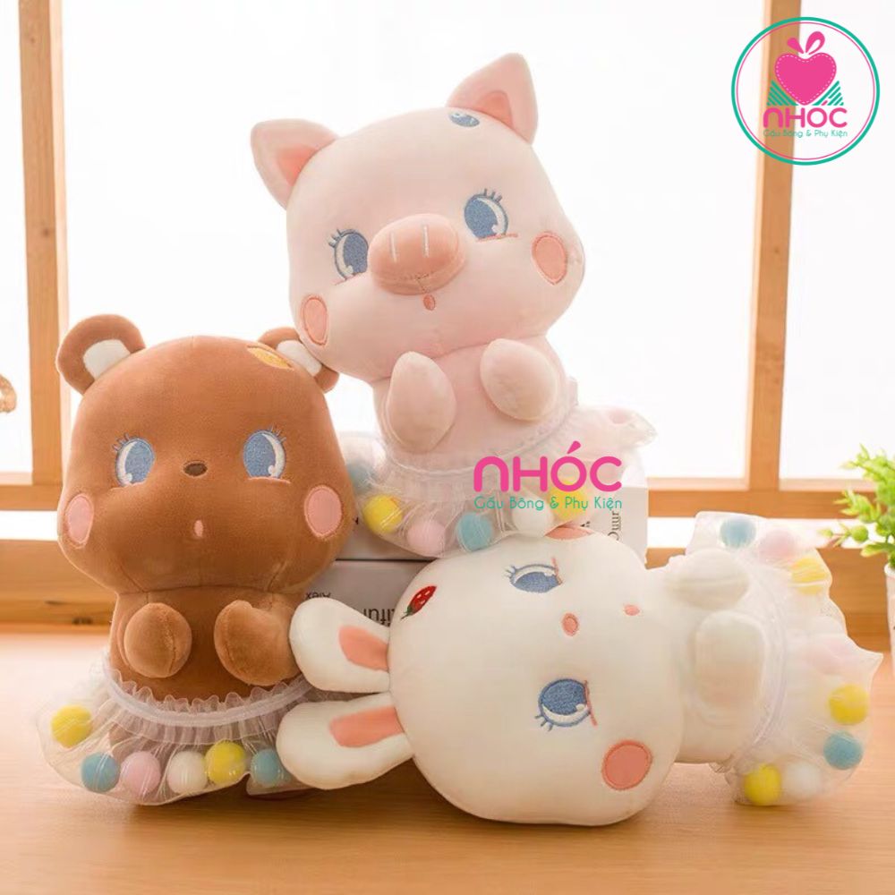 Thú bông nhỏ mặc váy lưới cục bông