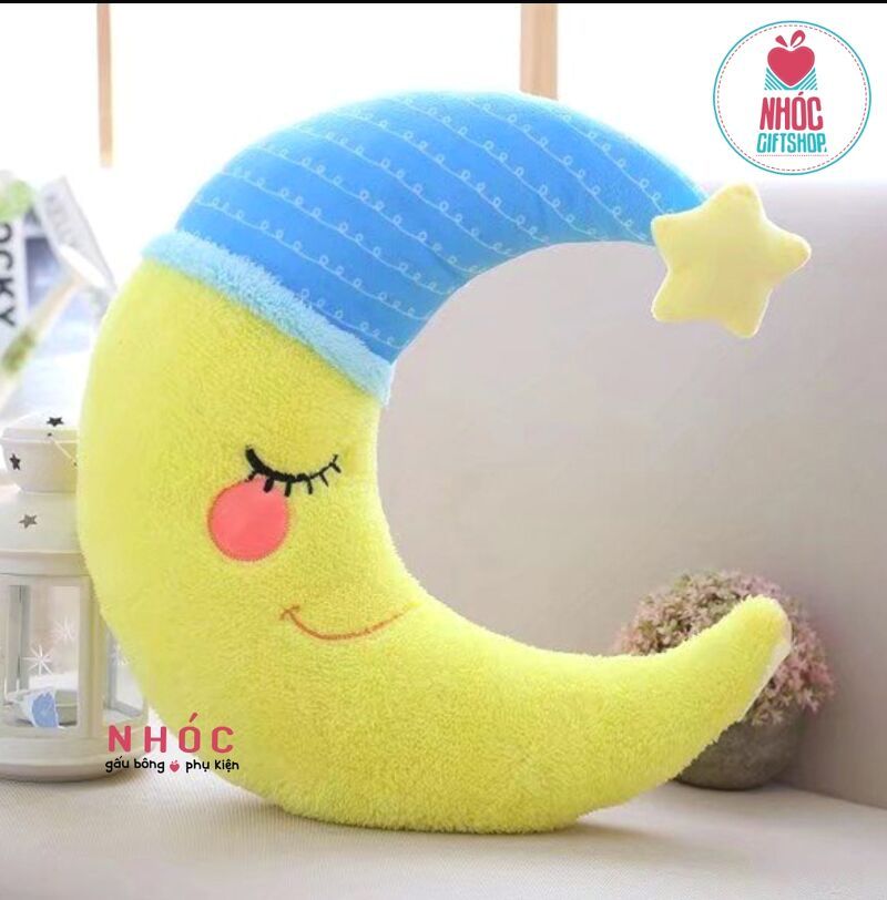 Gối bông trăng khuyết lông xù - Vàng - 40240