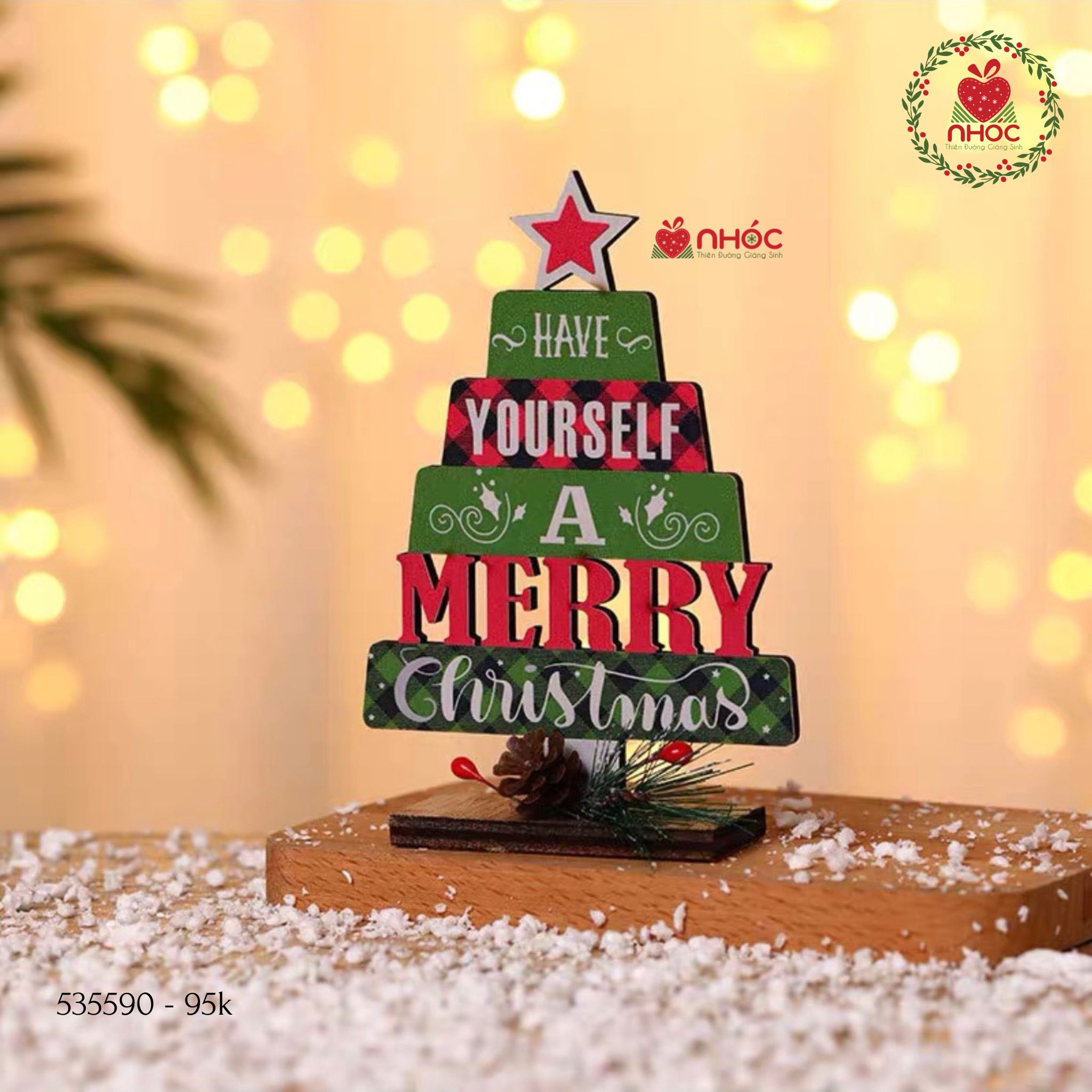 Cây thông Noel để bàn gỗ - Merry - 1595