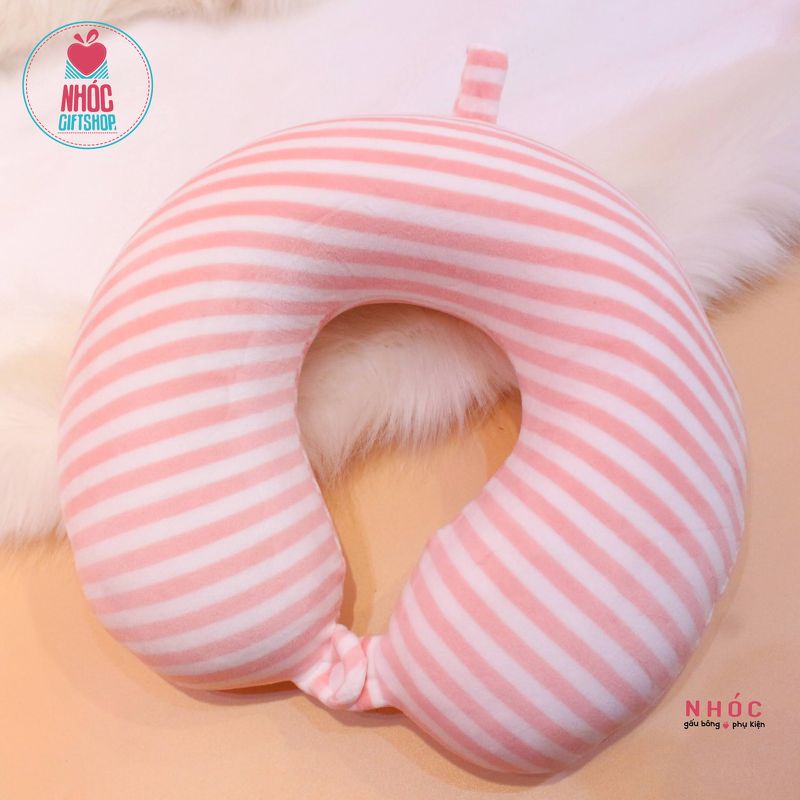 Gối kê cổ cao su non sọc - Hồng - 16001