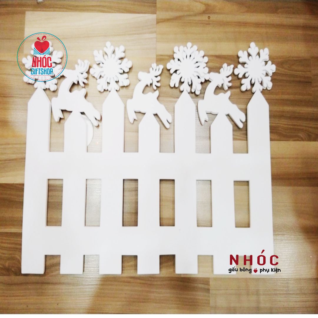 Mô hình trang trí noel mút bộ 2 hàng rào tuần lộc bông tuyết - 5080