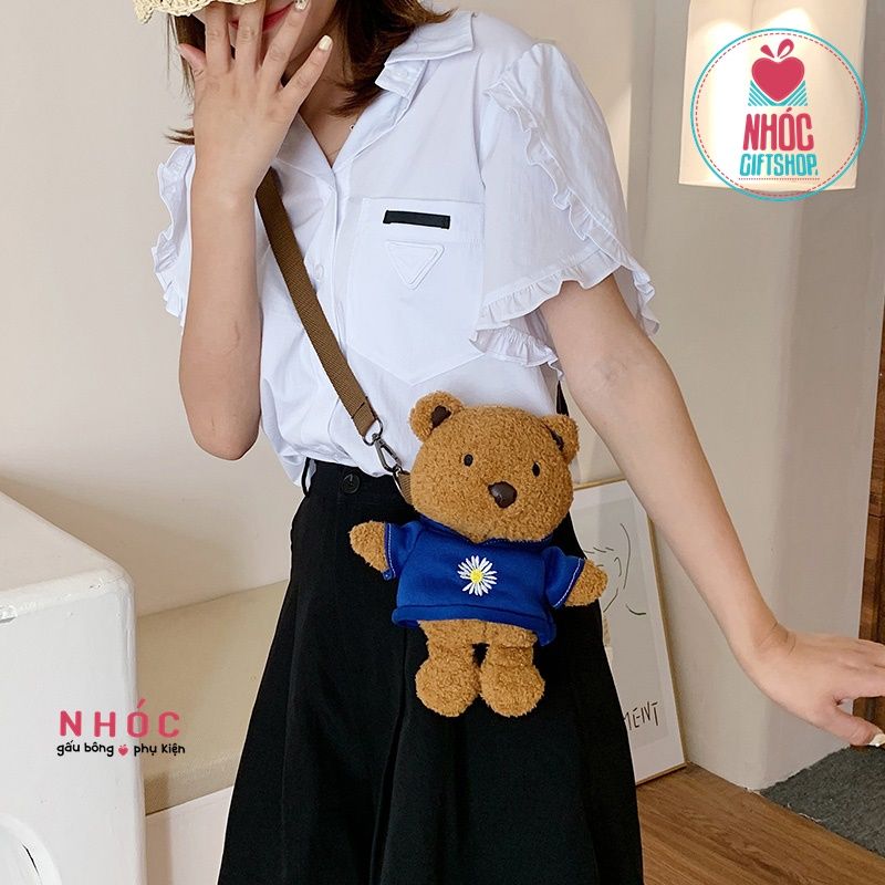 Túi đeo chéo gấu mặc áo hoodie - 14001