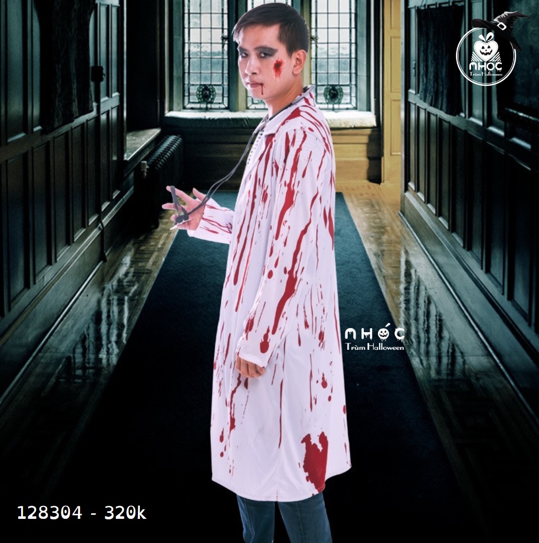Đầm halloween đầu bếp vấy máu combo nón - 160320