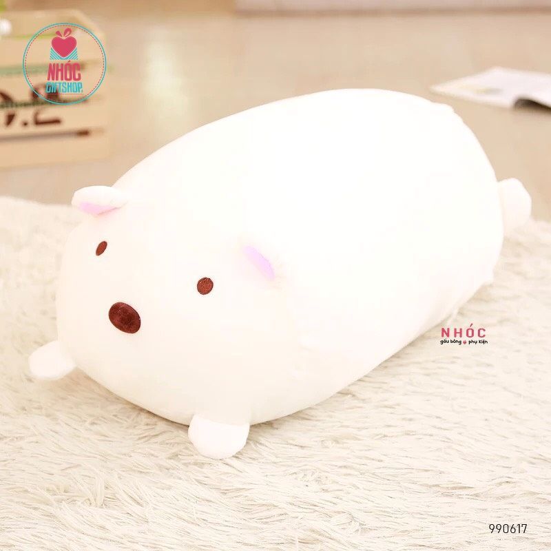 Gối ôm thú tròn gấu lông mịn - Trắng - 90690