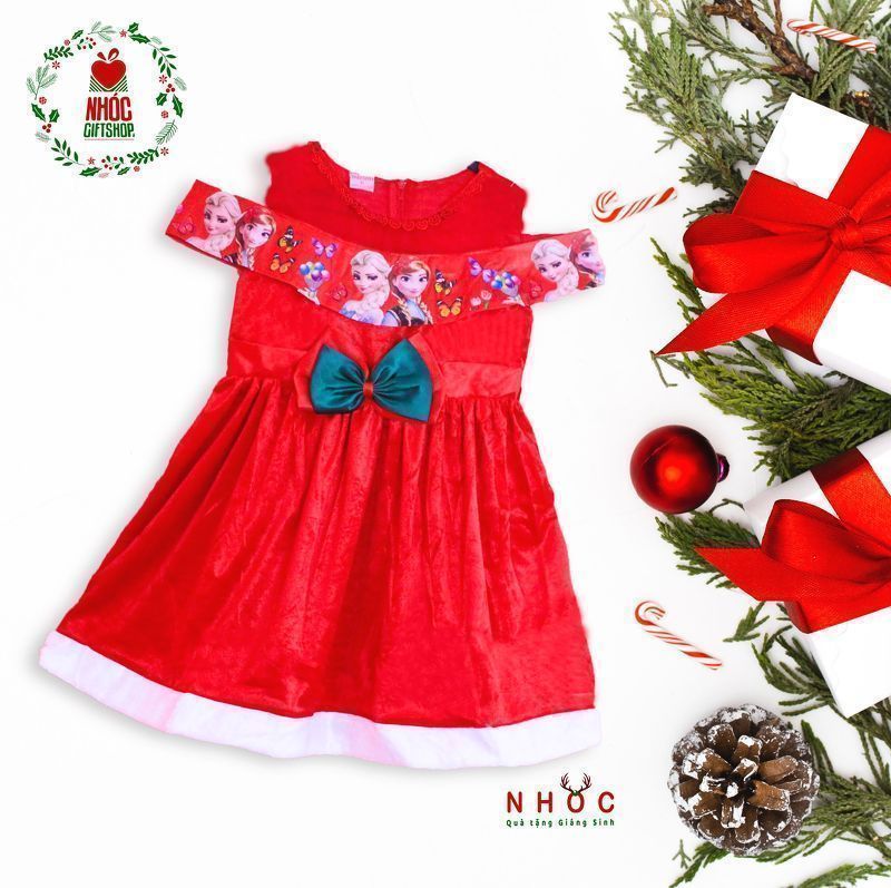 Đầm nhung Noel bẹt vai Elsa - size 1 - 40180