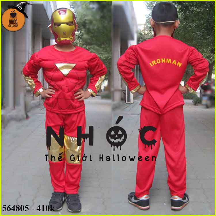Bộ đồ TE Iron man tay phồng vải thun - Đỏ - Size 5 - 85410