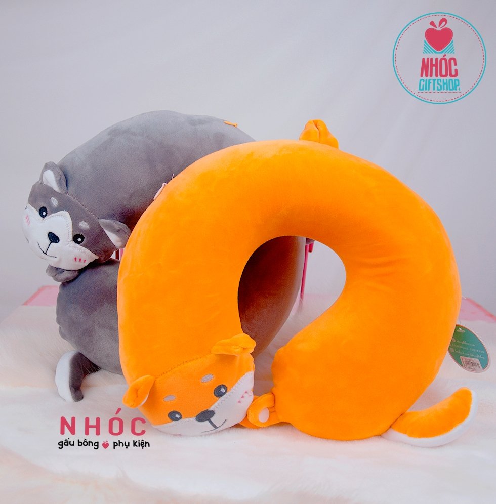 Gối kê cổ cao su non nici thú - Shiba vàng đậm - 18001
