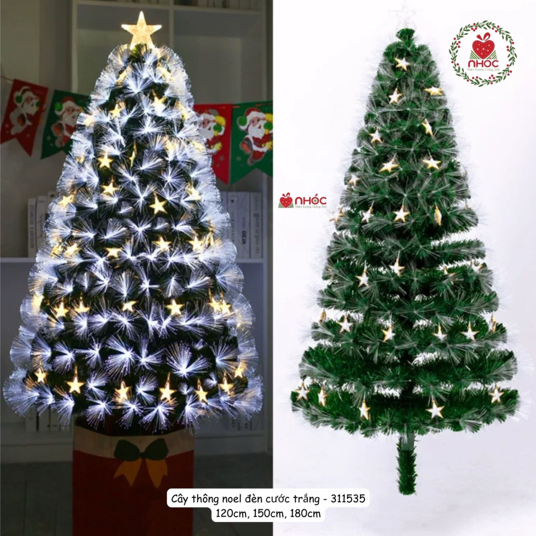 Cây thông noel đèn cước trắng NN - Xanh - 60780
