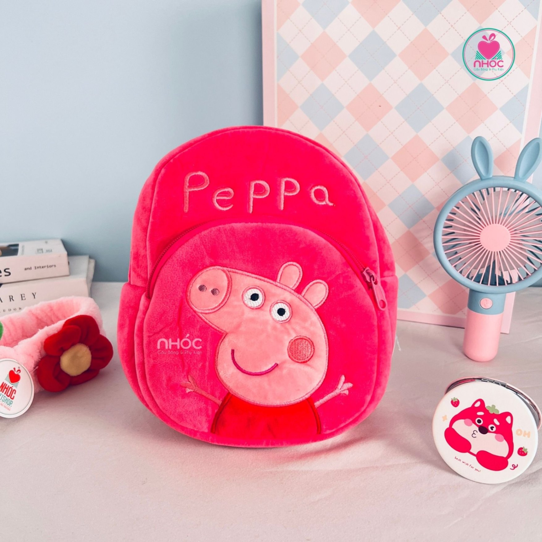 Balo bông heo Peppa - Hồng cam - 15001