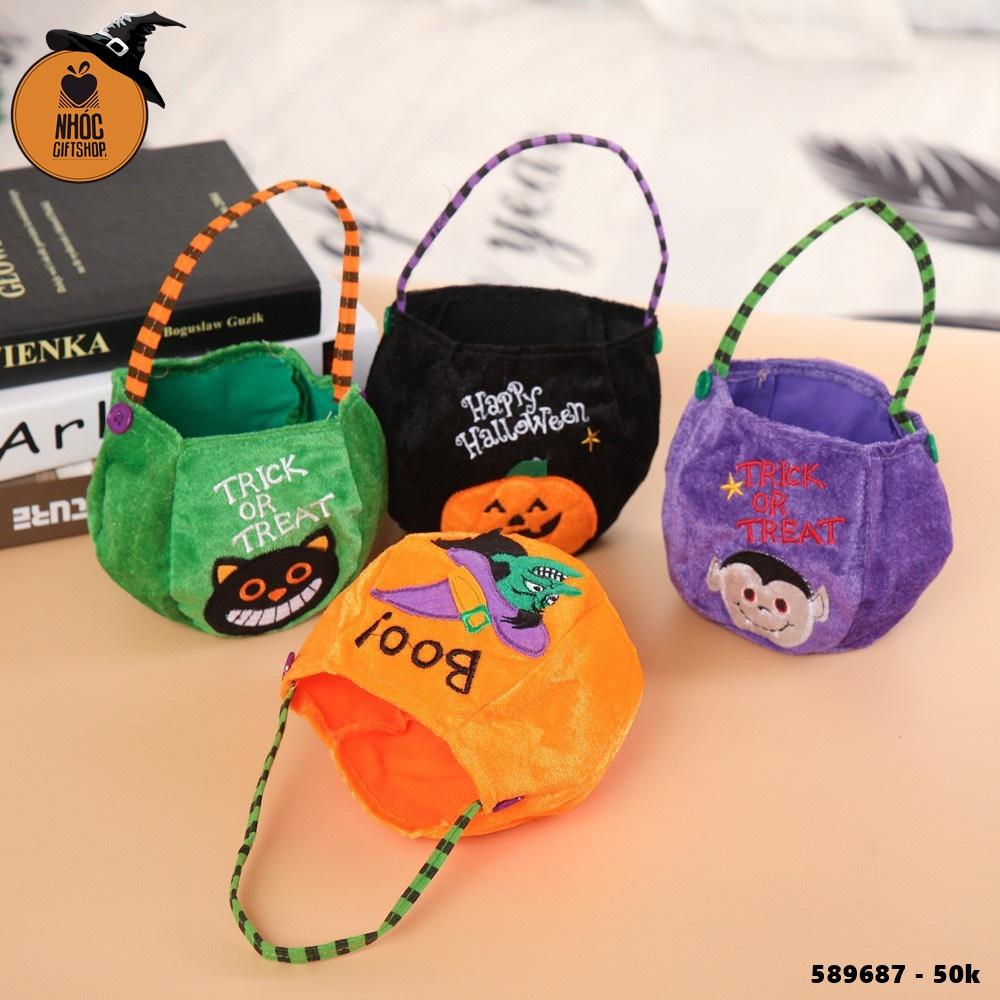 Túi xách halloween vải nhung - 5001 - Xanh lá