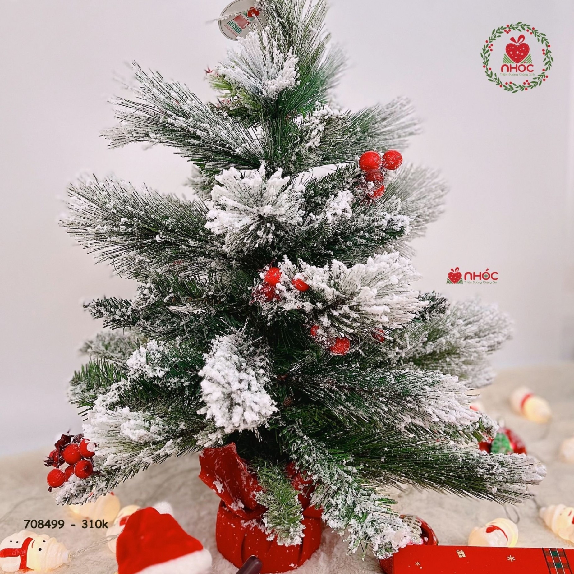 Cây thông Noel mini 3 loại la phủ tuyết có trang trí - LP - 3LLD - 60310