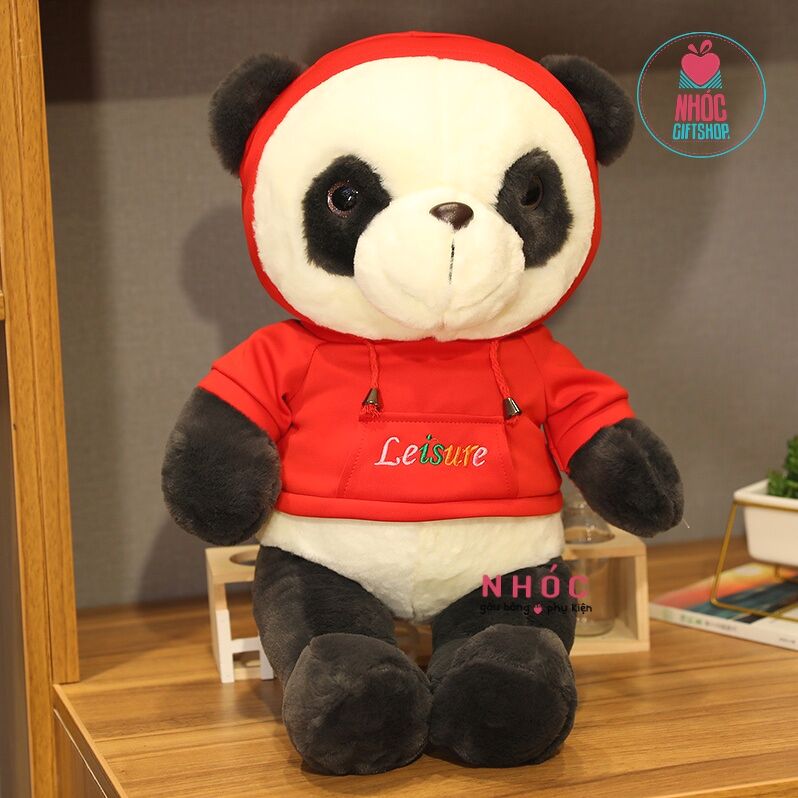 Thú bông gấu Panda mặc áo hoodie CH - Đỏ - 55380