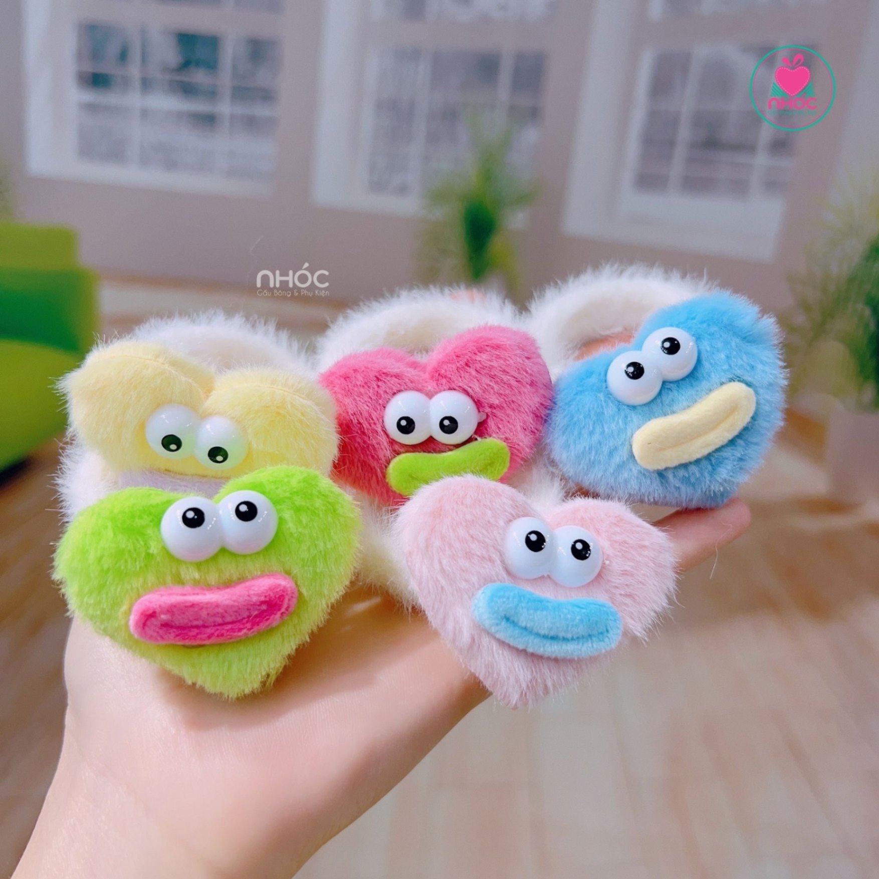 Cột tóc teen vải nhúng kiểu trái tim quái vật - 3001