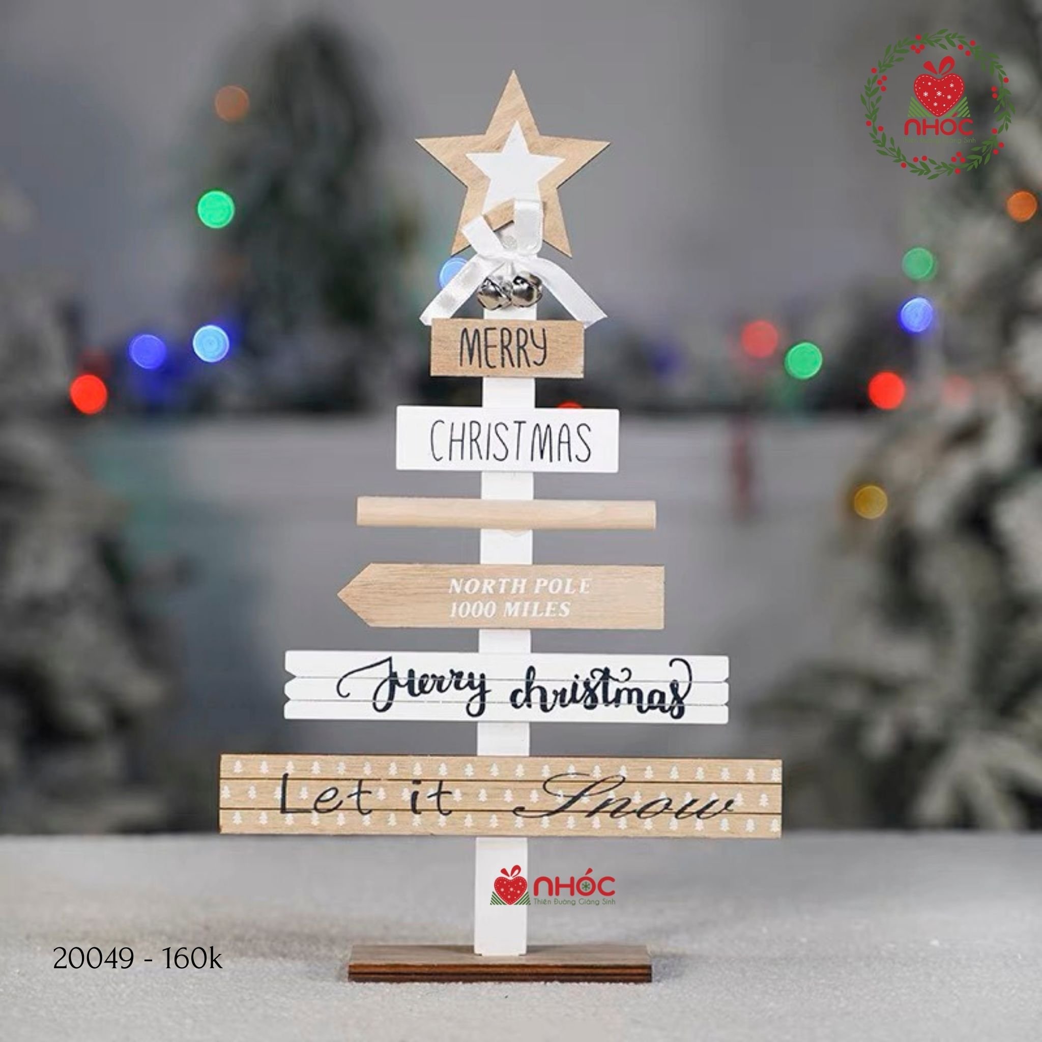 Bảng chào Noel cây thông gỗ - Happy christmas - 220160