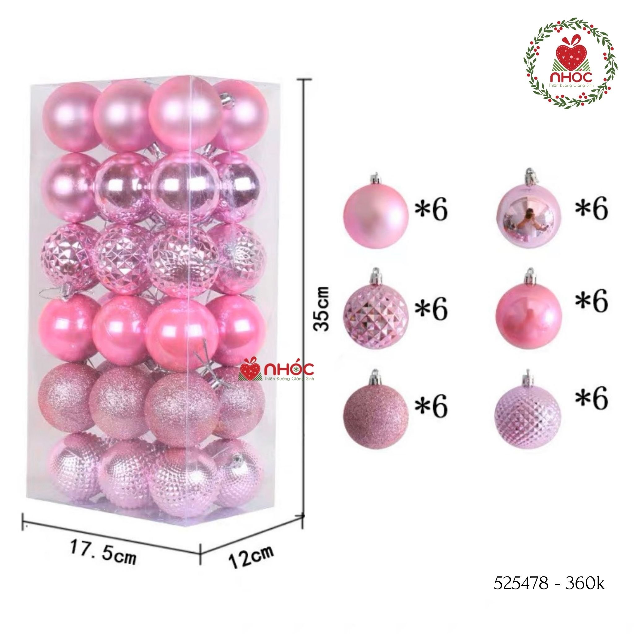 Trái châu kiểu hộp mix bộ 36 trái 60 ly - Hồng - 60360