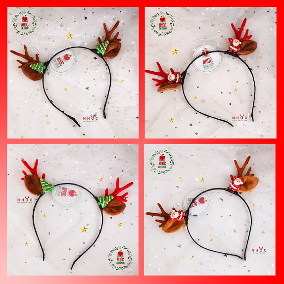 Cài tóc noel sừng tuần lộc ông già sứ - 5001 - Đỏ