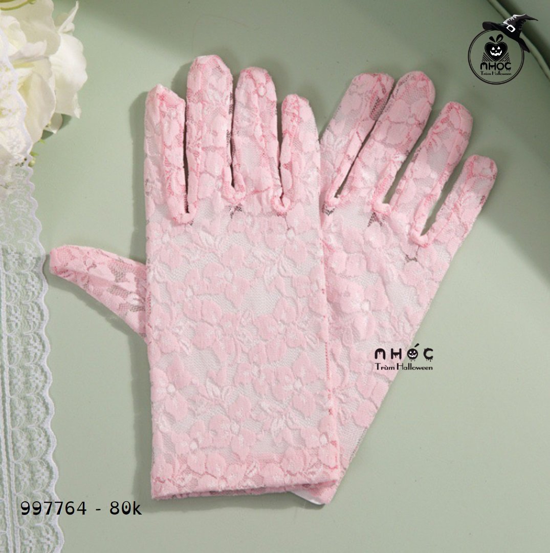 Bao tay halloween ren ngắn - Hồng - 8001
