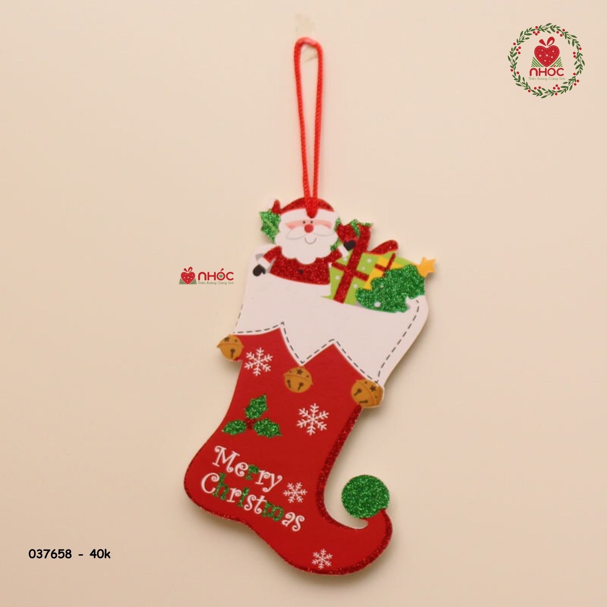 Mô hình trang trí noel xốp kim tuyến đôi giày - 2040