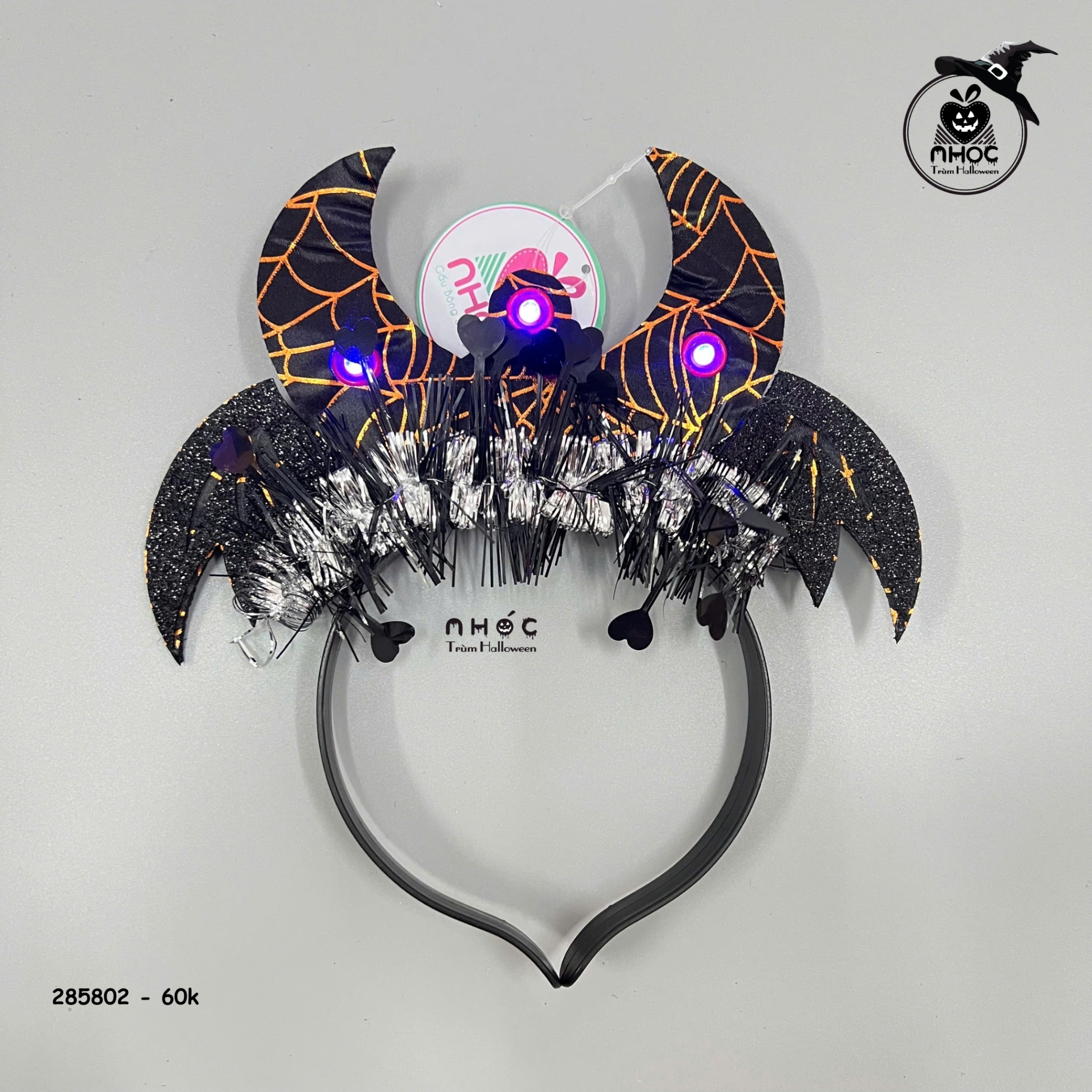 Cài tóc Halloween sừng có đèn - Cam - 6001
