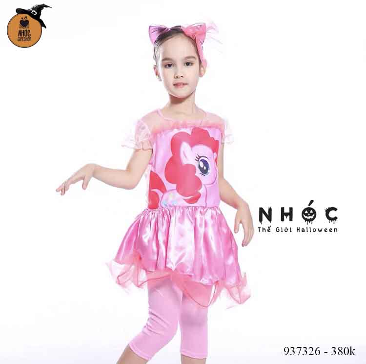 Đầm halloween ngựa pony vải phi combo cài - Hồng - Size S - 38001